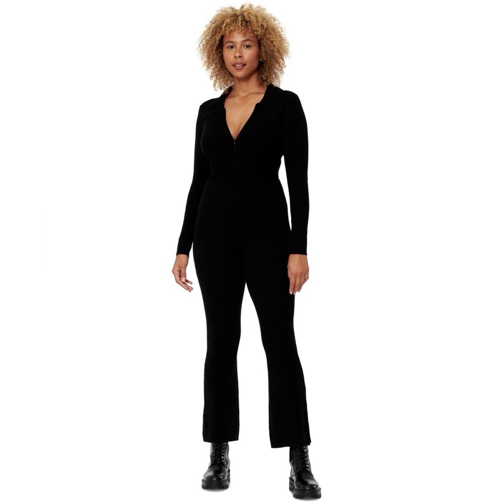 KNIT RIBBED LONG SLEEVE JUMPSUIT